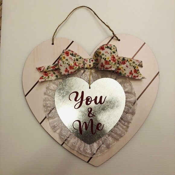 Valentine's Day Rustic Farmhouse Heart Décor with Lace/Ribbon Cottage Core - Picture 1 of 6